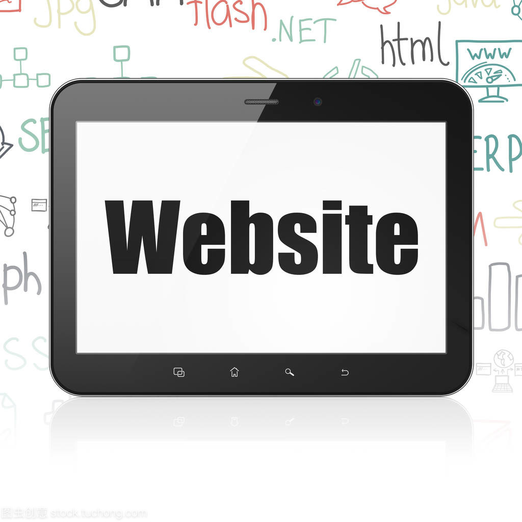 Web 设计概念︰ 平板电脑上显示的网站